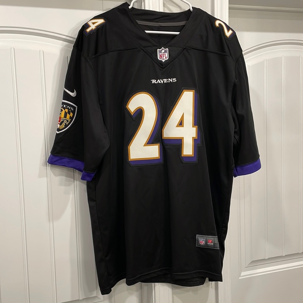 Marcus Peters blackout Baltimore Ravens Nike On Field Jersey. Size XL